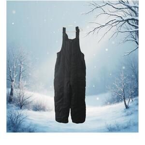 Boys Black Puffer Bib Overalls Winter Snow Pants